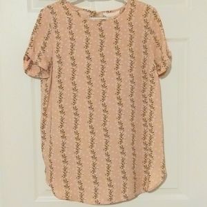 Lauren Conrad Pink Patterned Blouse Size M